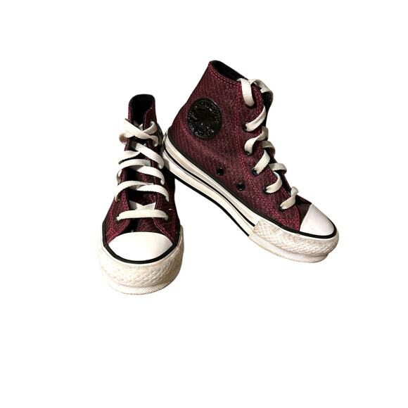 Converse all star chuck taylor high tops youth size 13 purple pink shiny. - Picture 1 of 7